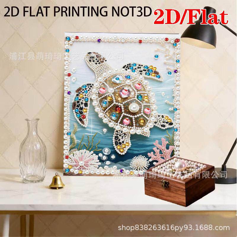 新款珍珠画乌龟主题无框diy手工粘钻布画 用于卧室装饰 客厅挂画