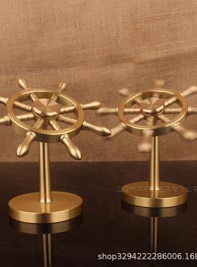 黄铜领航舵摆件舵手领航者船舵酒店办公室桌面装饰品开业礼品