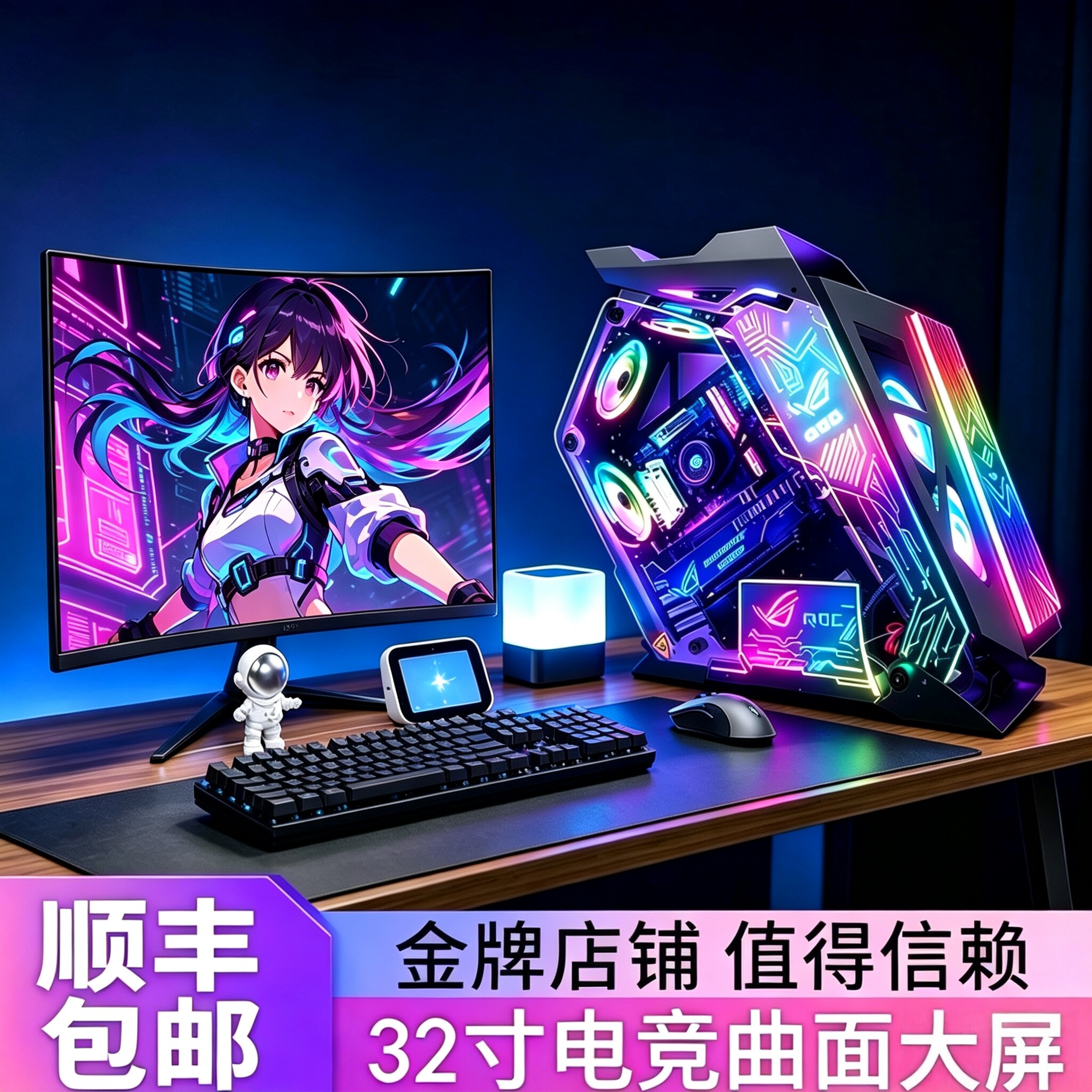 高配台式电脑i7i9吃鸡组装全套渲染建模家用办公整机直播游戏主机