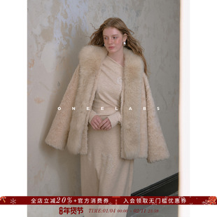 ONEELABS原创品牌 可拆卸狐狸毛条 荃羊毛卷毛皮草女保暖毛毛外套