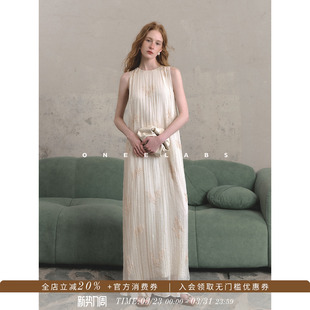 ONEELABS原创品牌 背心裙女贵气晚礼裙 气质绝美立体绣花褶皱无袖