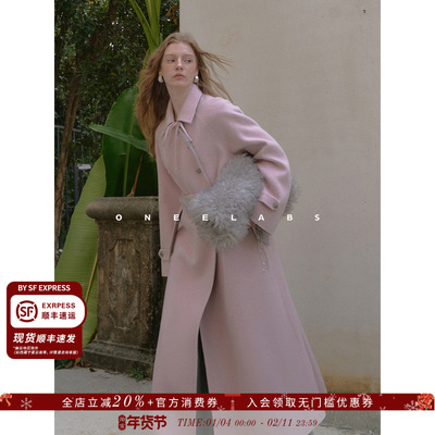 ONEELABS原创品牌 可两面穿 100绵羊毛双面呢外套女长款毛呢大衣