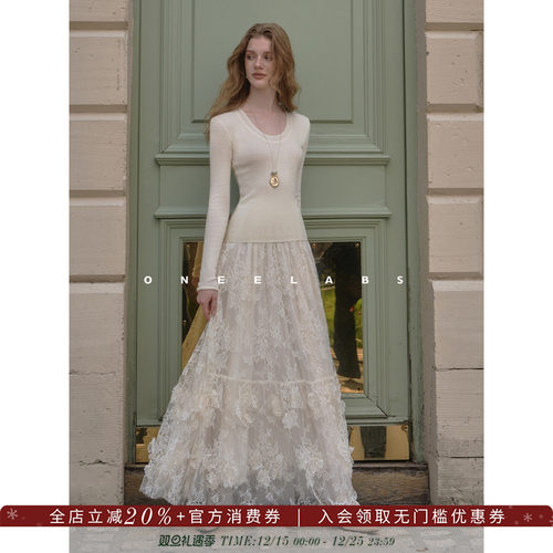 ONEELABS原创品牌 U领坑条修身显瘦羊毛打底衫女秋冬长袖针织上衣