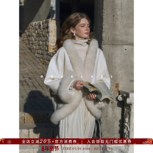 ONEELABS原创品牌 真狐狸毛领 内里100羊毛夹棉 轻奢贵气毛呢外套