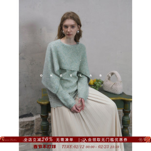 ONEELABS原创品牌 镂空绣花边 轻奢细闪氛围感毛衣女春冬针织上衣