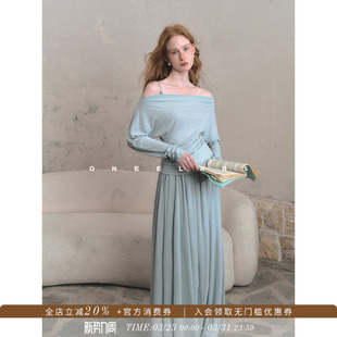 半身裙套装 优雅莱赛尔桑蚕丝斜肩针织上衣 法式 ONEELABS原创品牌