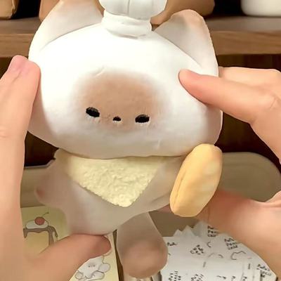 小红书同款可爱烤面包馒头猫毛绒玩偶公仔挂件软萌心娃娃玩具