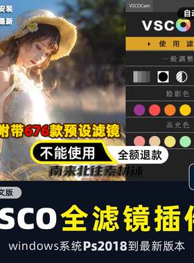 VSCO电脑版全滤镜会员复古胶片预设PS插件一键调色支持win
