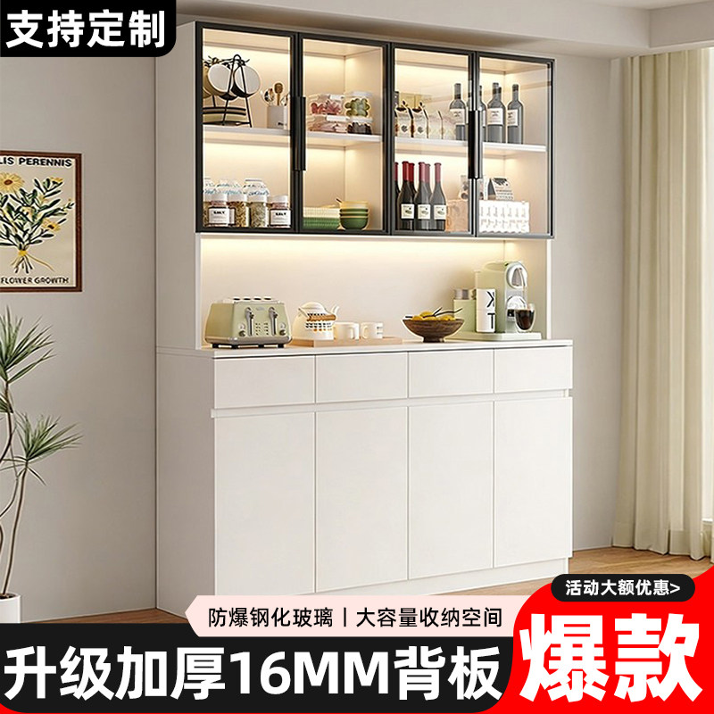餐柜靠墙一体高柜2026新款家用收纳柜实木客厅茶水柜置物柜定制图片