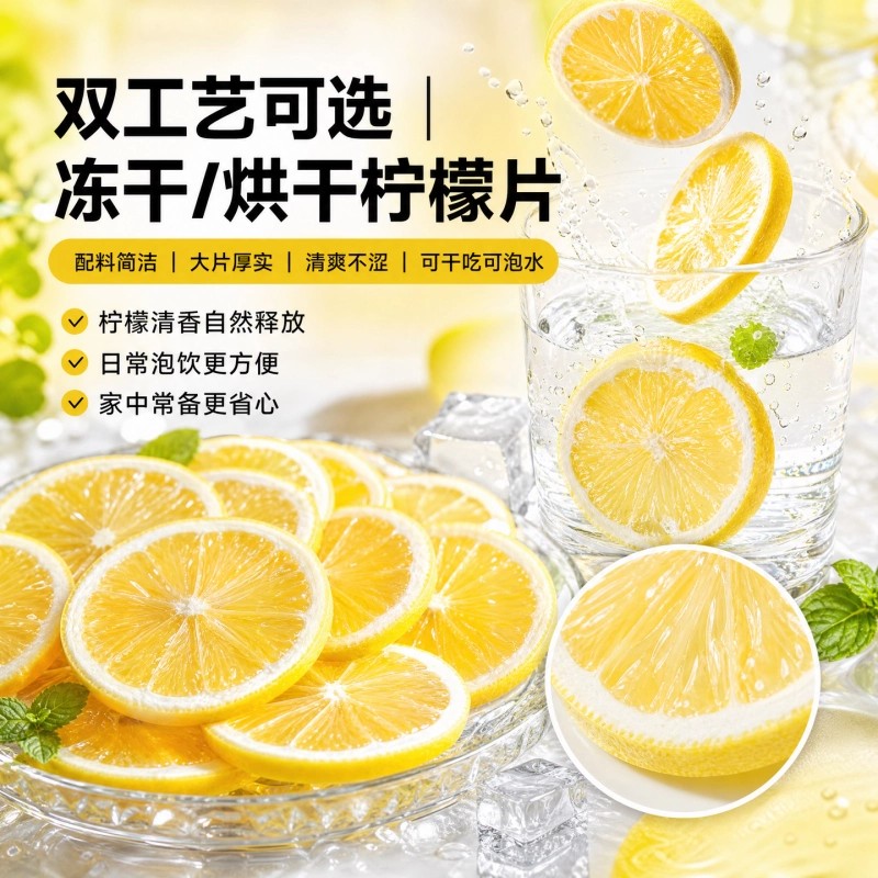 柠檬干片冻干泡水喝装饰商用新鲜安岳果干烘焙水果茶叶蜂蜜新鲜