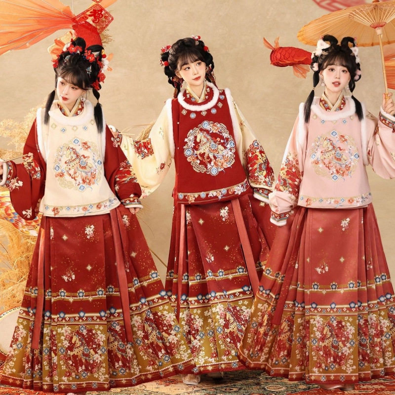 新款【神马一线】原创汉服女明制马面裙中国风马甲加绒加厚秋冬款,女装/女士精品,汉服套装,淘宝优惠券,粉丝福利购,淘宝优惠卷