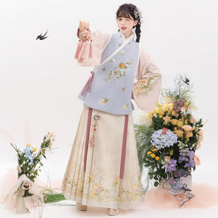 原创明制汉服女【生烟】汉元素交领上衣新中式时尚加厚秋冬款套装