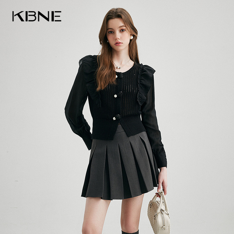 KBNE【商场同款】针织衫女2025春季新款长袖爆款今年流行漂亮上衣