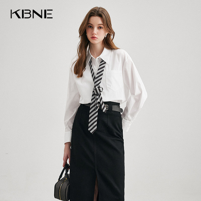 KBNE【商场同款】衬衫女设计感上衣2025春季新款高级感别致衬衣