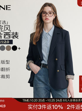 KBNE藏青色休闲西装外套女装2026春季新款长袖西服小个子上衣气质