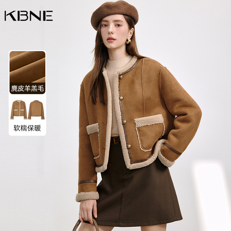 【廖廖粉丝专属】KBNE纯色短款仿麂皮羊羔毛外套,女装/女士精品,短外套,淘宝优惠券,粉丝福利购,淘宝优惠卷