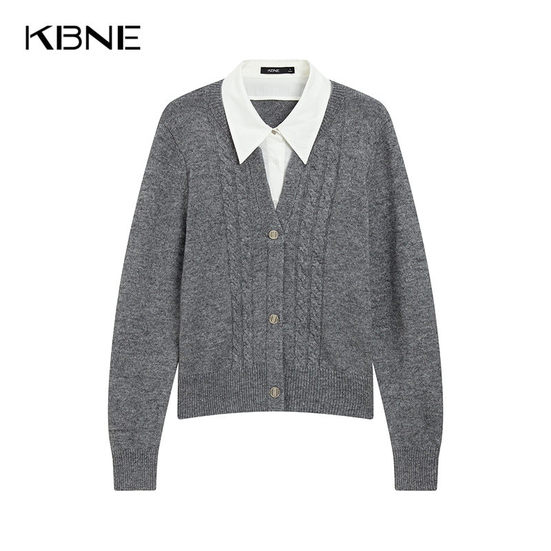 【商城同款】羊毛假两件针织衫女长袖上衣小个子2025年秋冬新款