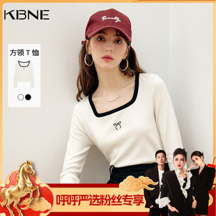 t恤白色方领设上衣女 KBNE短袖 呼呼严选专享