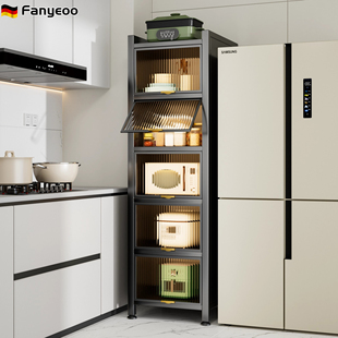 德国厨房夹缝置物架可移动落地收纳柜一体靠墙微波炉碗筷调料储物