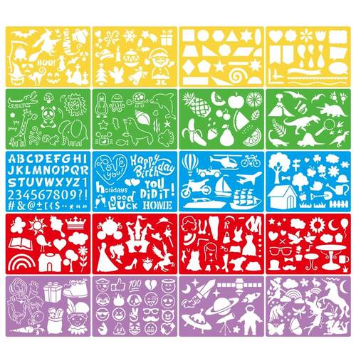 20Pcs Drawing Painting Stencils Set for Kid Plastic Template