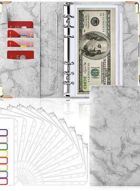 A6 PU Leather Marble Notebook Binder Budget Planner Money Or
