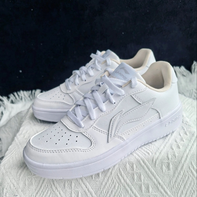 LiNing李宁 浮舟 休闲潮流百搭 轻便舒适 厚底小白鞋 防滑耐磨透