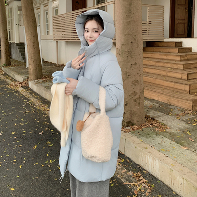 实拍2025新款中长款小个子超好看今年流行爆款中羽绒棉服女冬季