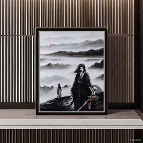 古方源画壁画2025新墨款水画复古风宿挂舍月入户玄关客厅SF5226装