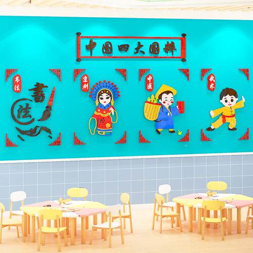幼儿园品环F768J9SH创材料主题墙成中国传面统文化墙贴教室环境布