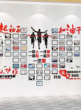 员工风采照片墙贴纸创意办公室墙面装饰企业文化团队精神标语墙贴