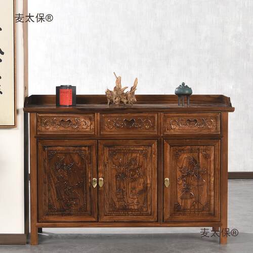 新中式餐AXK边柜南榆木靠墙木柜实组合一体四多功能酒店门用麦太
