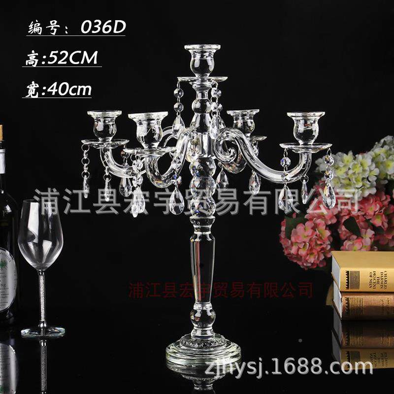 五头欧式奢华实水晶蜡台婚庆HRT婚礼样板惠烛房装饰摆件装饰现品