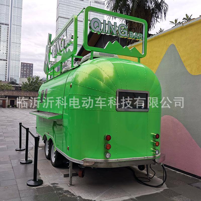 不锈钢牵移引街售卖车烧烤熟食餐厅景露营拖挂车厂家制作动餐车
