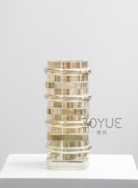 现代简约科技感色珀层叠水晶花瓶器样台板间酒店SJ77014琥民宿面