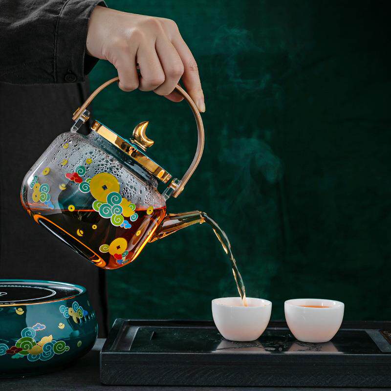 高硼硅耐热潮玻茶壶过滤黑茶煮茶器璃蒸茶国陶瓷玻璃煮茶电陶炉家