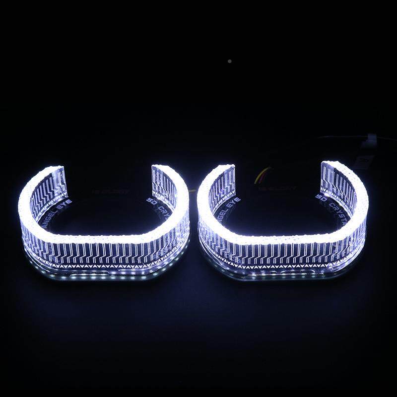 三为车灯寸SANV眼3i8U型LEU型LED天使白光I白黄光幻彩日行灯大灯图片