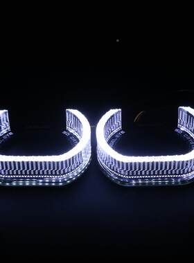 三为车灯寸SANV眼3i8U型LEU型LED天使白光I白黄光幻彩日行灯大灯