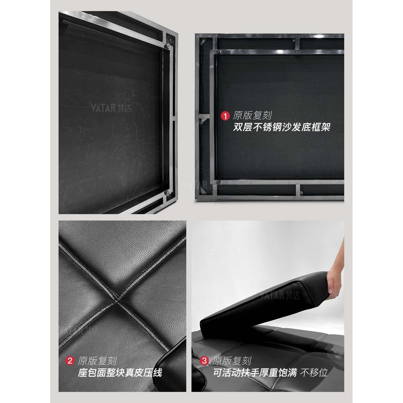 梵简达劳伦斯沙发家用奢意式奢极简豆腐块约客QOG厅现代简轻皮沙
