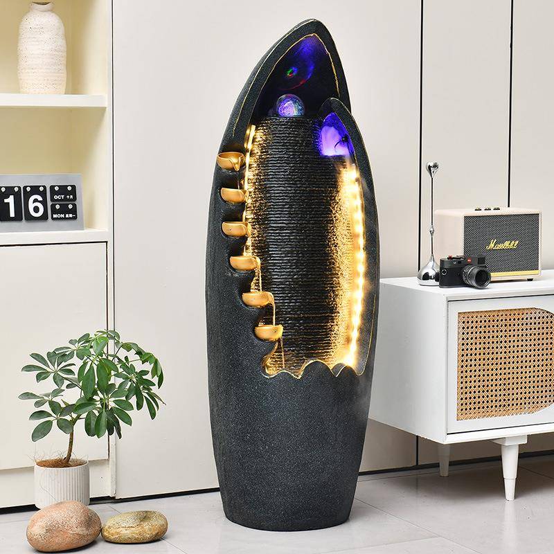 轻奢风水式球流水喷泉观招财蛋落DDN摆件循环水客厅欧地装饰开业