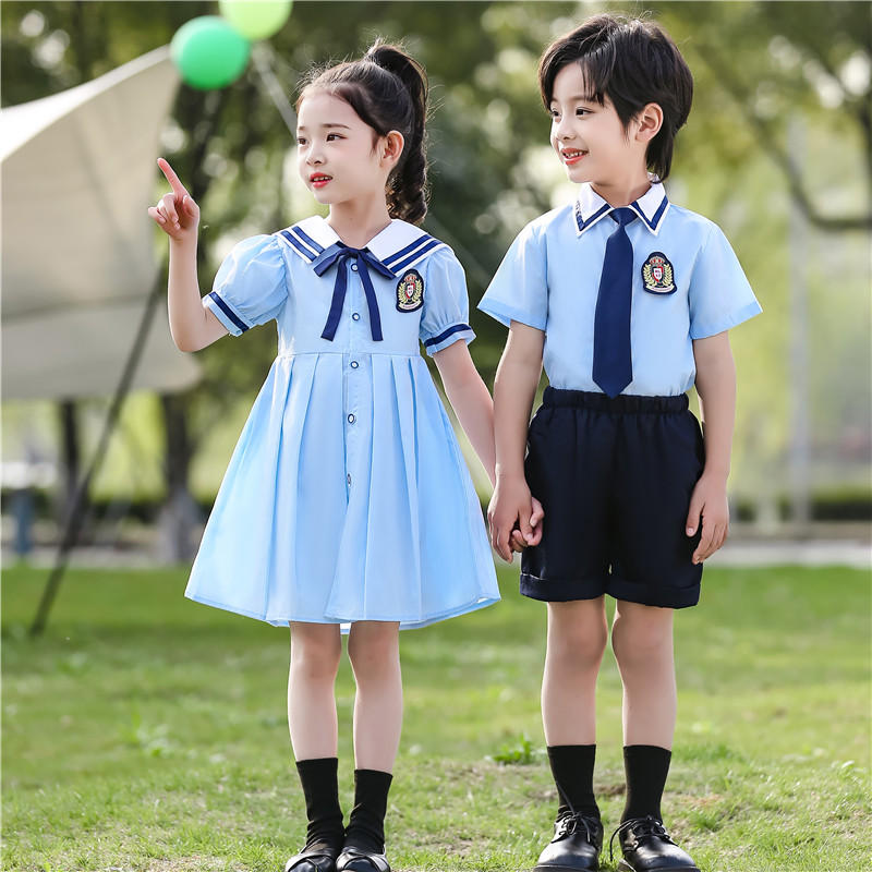 六一儿童校服f套装小学生幼儿园园服夏装海军风大班毕业照朗诵班