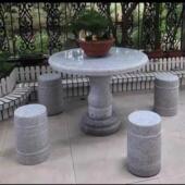 石桌石凳天然花岗岩高端桌椅别墅庭院花园家用户外公园大理石桌子