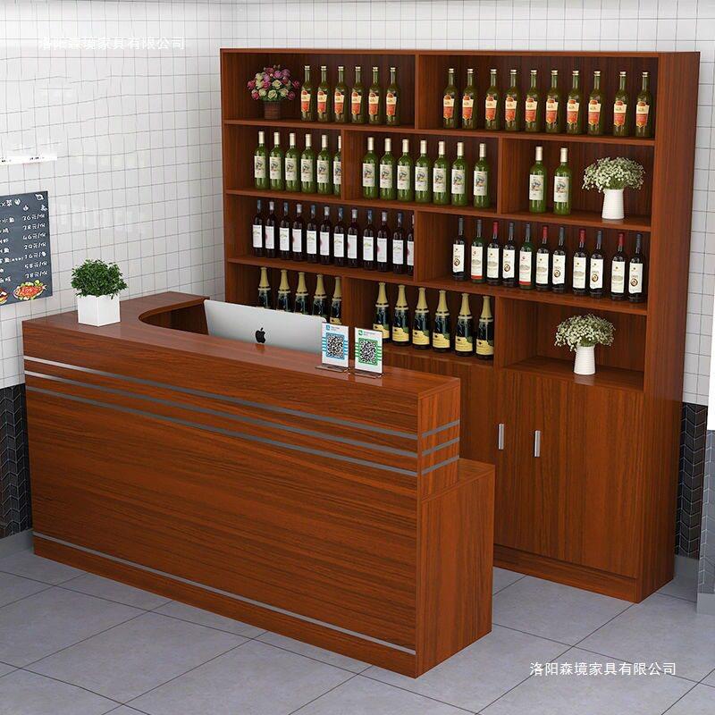 收银台柜台小型简约饭店转角吧台桌商用酒店前台接待台酒柜展示柜