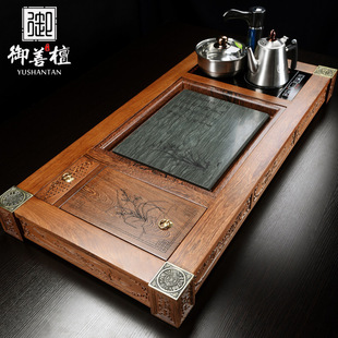 鸡翅木茶盘实木茶托茶海收纳盒香道大号茶台一米大气家用办公茶具