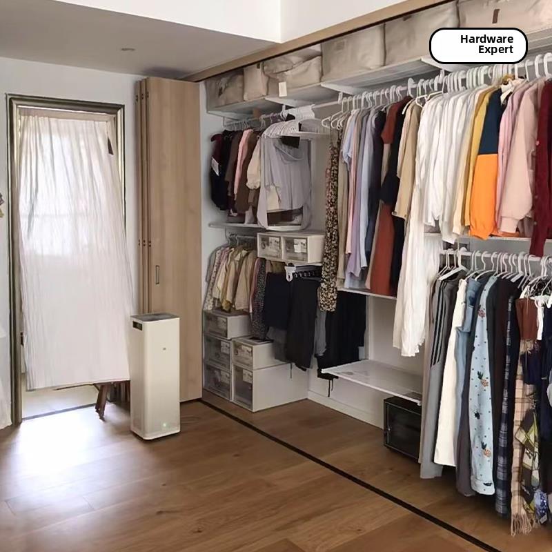 金属衣帽间架子开放式AA柱衣柜定制步入式卧室挂墙式环保砌墙衣柜