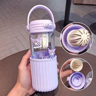 茶水分离玻璃杯女生高颜值防烫泡茶水杯学生网红高硼硅耐高温杯子