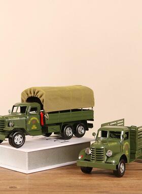 复古怀旧老式解放车军车仿真模型铁艺摆件家居酒柜装饰工艺品礼物