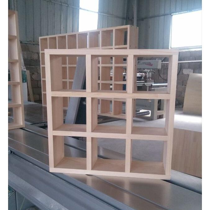 挂墙隔板储物架挂墙摆件T&实木格子架茶壶展示架墙面置物架博古架