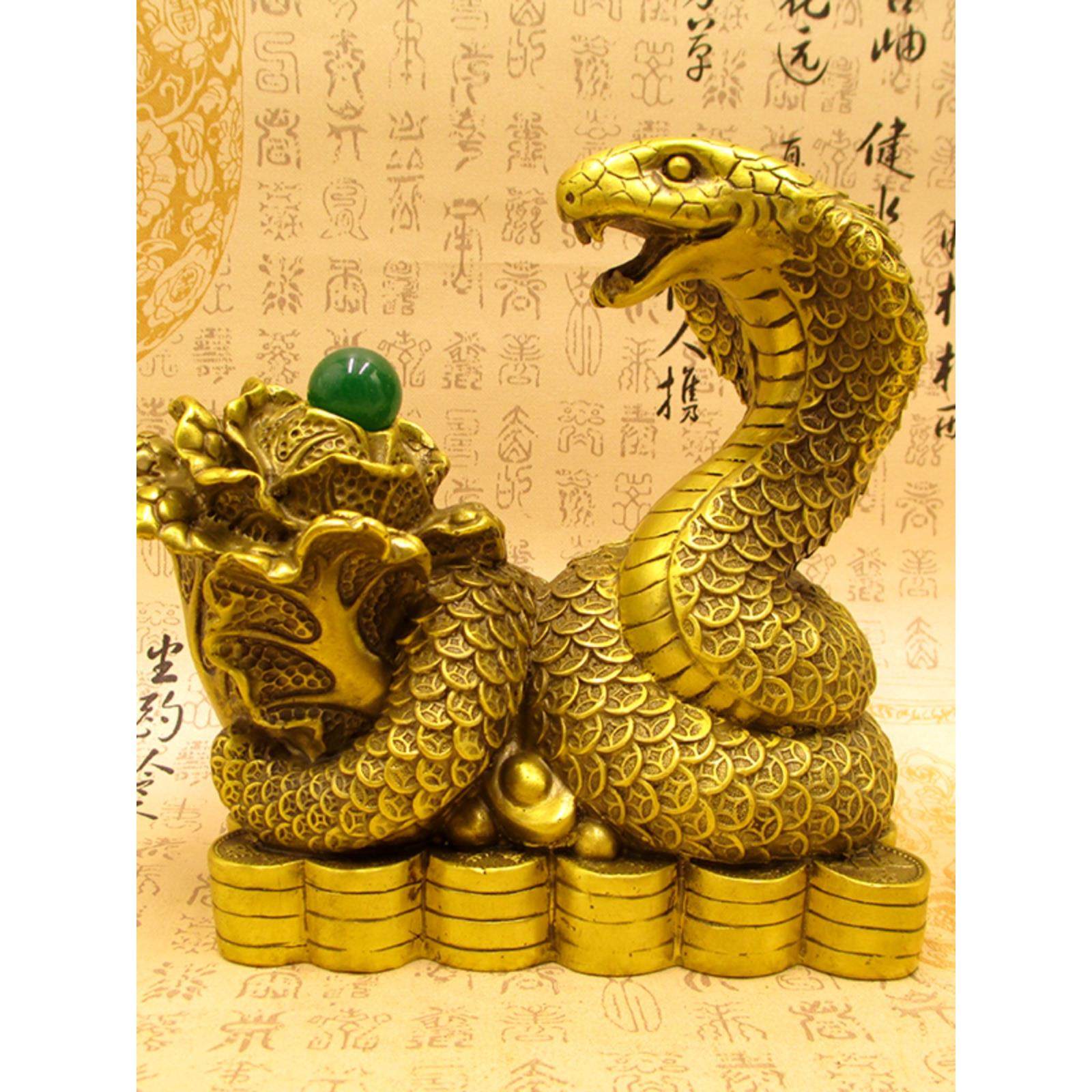 纯铜眼镜蛇摆件大号金蛇十二生肖铜蛇工艺品家居客厅风水装饰摆设