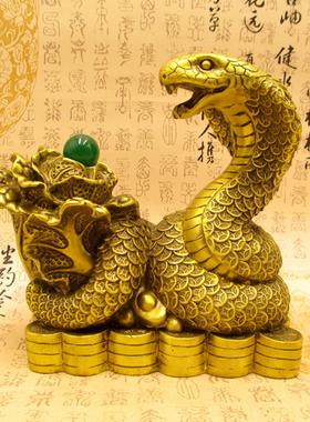 纯铜眼镜蛇摆件大号金蛇十二生肖铜蛇工艺品家居客厅风水装饰摆设