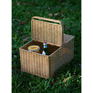 手提野餐篮子ins彷藤编篮子购物篮水果篮 户外野餐道具清洁用品篮